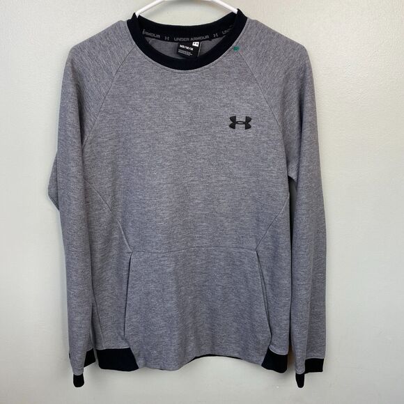 Under Armour Sweater Mens M Gray Long Sleeve Crewneck Unstoppable Double Knit - Picture 1 of 10